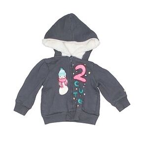 OshKosh Grey Winter Printed Fur Hooded Sweater